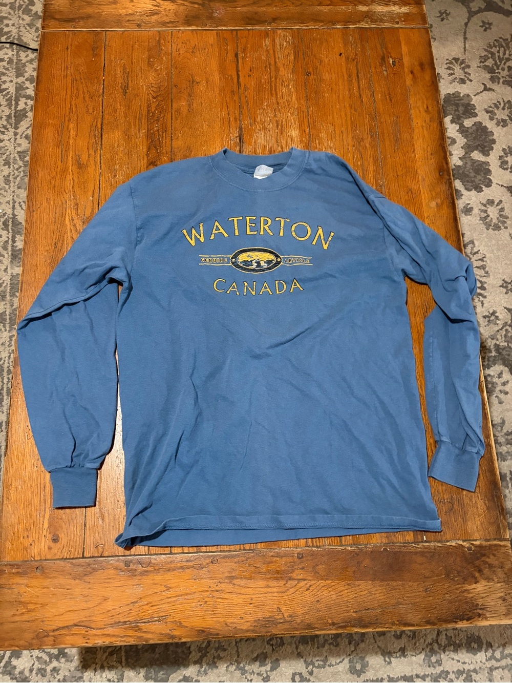 Gildan Blue 'Waterton Canada' Long-Sleeve Graphic Crewneck